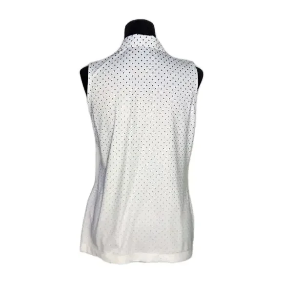 Nike Golf Dri Fit Sleeveless White Blue Polka Dot Polo Women’s size Medium - Picture 3 of 7